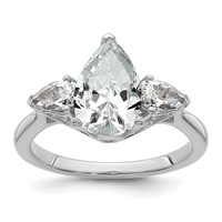 14K White Gold 3 Carat Certified Lab Grown Diamond VS+ F+ Pear Complete Three Stone Engagement Ring view 1