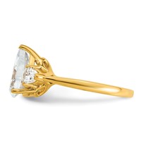 14K Yellow Gold 3 Carat Certified Lab Grown Diamond VS+ F+ Pear Complete Three Stone Engagement Ring view 3