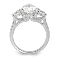 14K White Gold 3.62 Carat Lab Grown Diamond VS+ F+ Pear Complete Three Stone Engagement Ring view 2