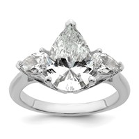 14K White Gold 3.62 Carat Lab Grown Diamond VS+ F+ Pear Complete Three Stone Engagement Ring view 1