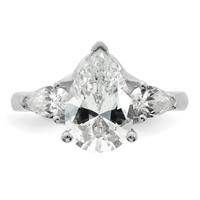 14K White Gold 3.62 Carat Certified Lab Grown Diamond VS+ F+ Pear Complete Three Stone Engagement Ring view 4