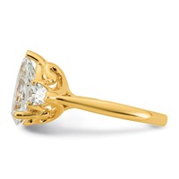 14K Yellow Gold 3.62 Carat Certified Lab Grown Diamond VS+ F+ Pear Complete Three Stone Engagement Ring view 4