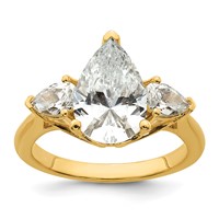 14K Yellow Gold 3.62 Carat Certified Lab Grown Diamond VS+ F+ Pear Complete Three Stone Engagement Ring view 1