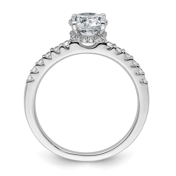 14k White Gold 1 1/4 carat Lab Grown Diamond VS+ F+ Round Complete Engagement Ring