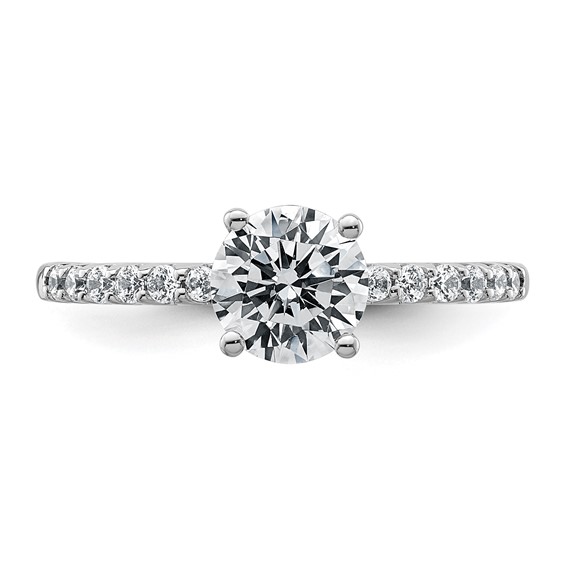 14k White Gold 1 1/4 carat Lab Grown Diamond VS+ F+ Round Complete Engagement Ring