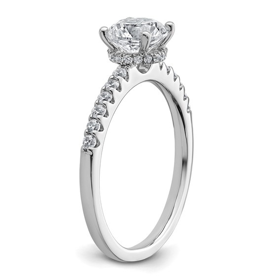 14k White Gold 1 1/4 carat Lab Grown Diamond VS+ F+ Round Complete Engagement Ring