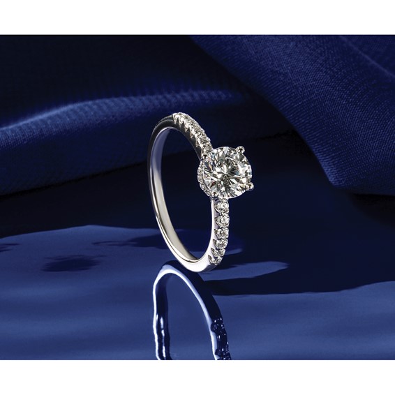 14k White Gold 1 1/4 carat Certified Lab Grown Diamond VS+ F+ Round Complete Engagement Ring