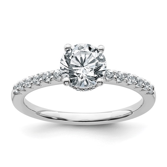 14k White Gold 1 1/4 carat Lab Grown Diamond VS+ F+ Round Complete Engagement Ring