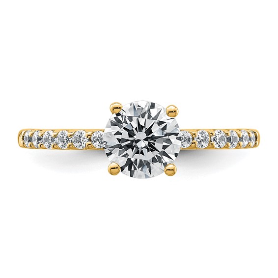 14k 1 1/4 carat Lab Grown Diamond VS+ F+ Round Complete Engagement Ring