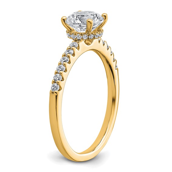 14k 1 1/4 carat Lab Grown Diamond VS+ F+ Round Complete Engagement Ring