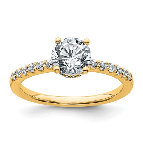 14K Yellow Gold 1.25 Carat Lab Grown Diamond VS+ F+ Round Complete Engagement Ring