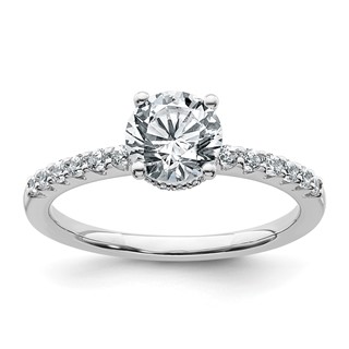 14k White Gold 1 1/4 carat Certified Lab Grown Diamond VS+ F+ Round Complete Engagement Ring