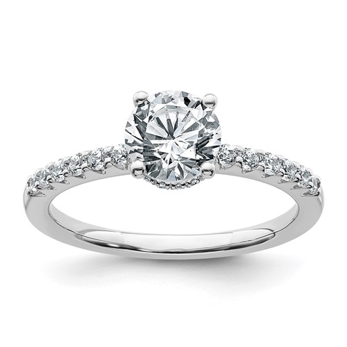 14K White Gold 1.25 Carat Certified Lab Grown Diamond VS+ F+ Round Complete Engagement Ring