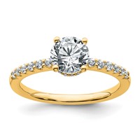 14K Yellow Gold 1.25 Carat Certified Lab Grown Diamond VS+ F+ Round Complete Engagement Ring view 1