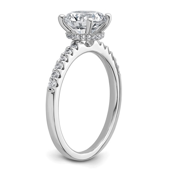 14k White Gold 1 3/4 carat Lab Grown Diamond VS+ F+ Round Complete Engagement Ring