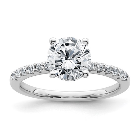 14k White Gold 1 3/4 carat Lab Grown Diamond VS+ F+ Round Complete Engagement Ring