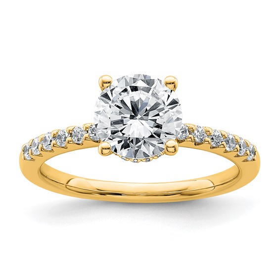 14k 1 3/4 carat Lab Grown Diamond VS+ F+ Round Complete Engagement Ring