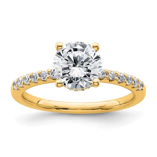 14K Yellow Gold 1.75 Carat Lab Grown Diamond VS+ F+ Round Complete Engagement Ring