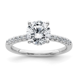 14k White Gold 1 3/4 carat Certified Lab Grown Diamond VS+ F+ Round Complete Engagement Ring