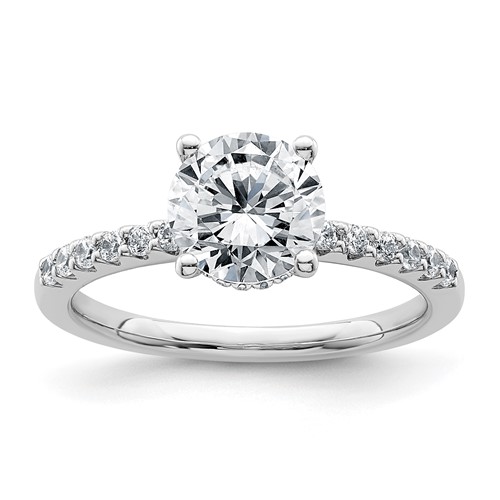 14K White Gold 1.75 Carat Certified Lab Grown Diamond VS+ F+ Round Complete Engagement Ring