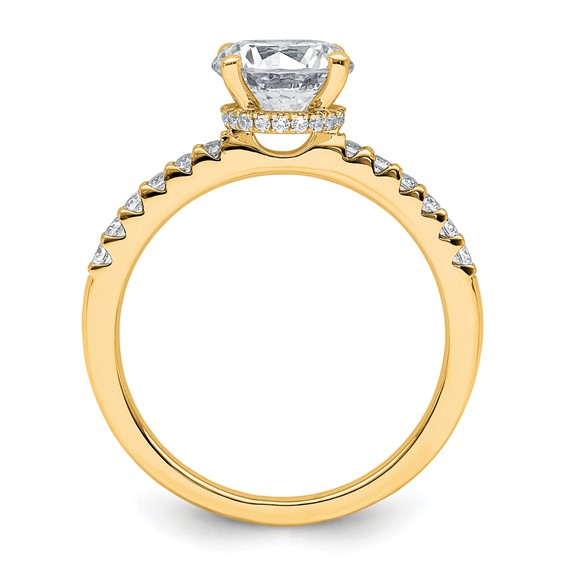 14k 1 3/4 carat Certified Lab Grown Diamond VS+ F+ Round Complete Engagement Ring