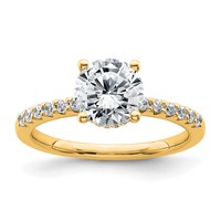 14K Yellow Gold 1.75 Carat Certified Lab Grown Diamond VS+ F+ Round Complete Engagement Ring view 1