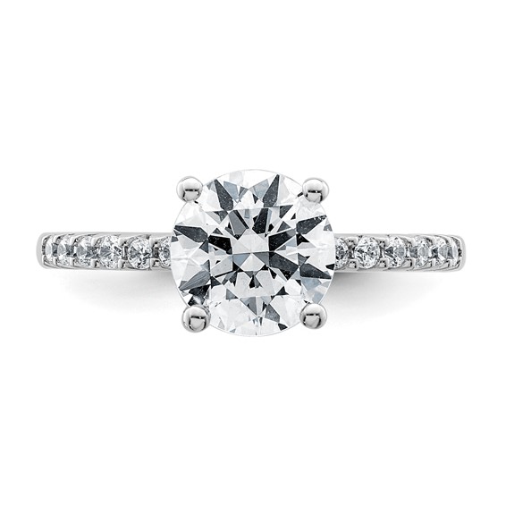 14k White Gold 2 1/4 carat Lab Grown Diamond VS+ F+ Round Complete Engagement Ring