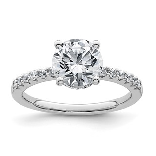 14k White Gold 2 1/4 carat Lab Grown Diamond VS+ F+ Round Complete Engagement Ring