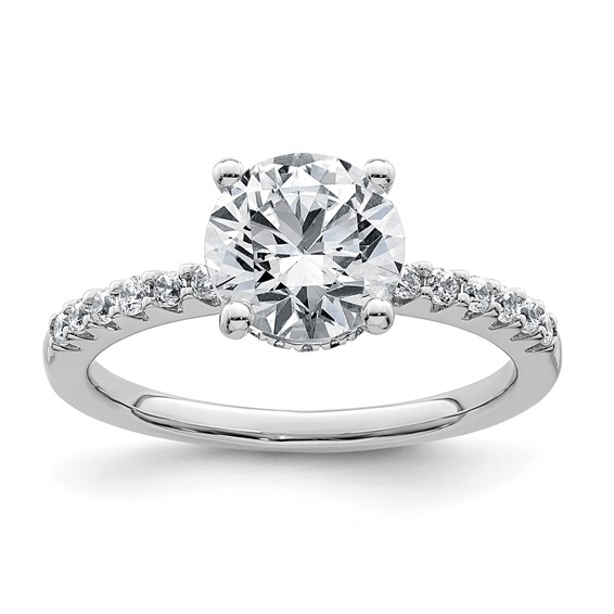 14k White Gold 2 1/4 carat Lab Grown Diamond VS+ F+ Round Complete Engagement Ring