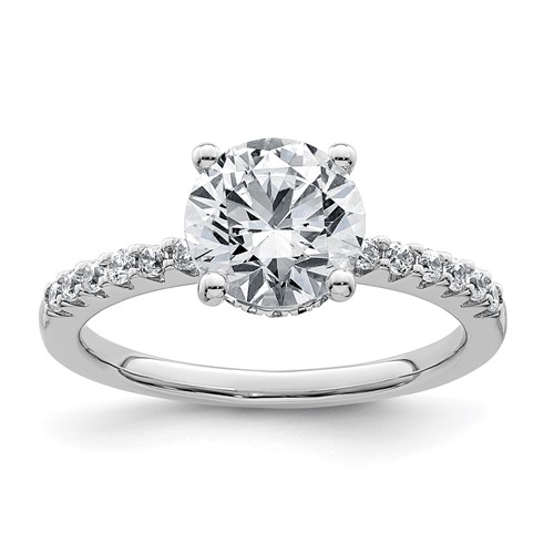 14K White Gold 2.25 Carat Lab Grown Diamond VS+ F+ Round Complete Engagement Ring