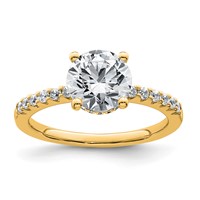 14K Yellow Gold 2.25 Carat Lab Grown Diamond VS+ F+ Round Complete Engagement Ring view 1