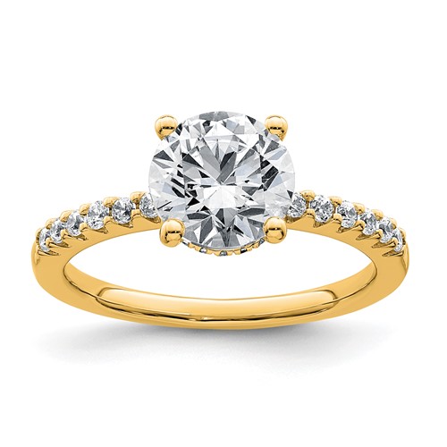 14K Yellow Gold 2.25 Carat Lab Grown Diamond VS+ F+ Round Complete Engagement Ring