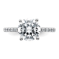 14K White Gold 2.75 Carat Lab Grown Diamond VS+ F+ Round Complete Engagement Ring view 4