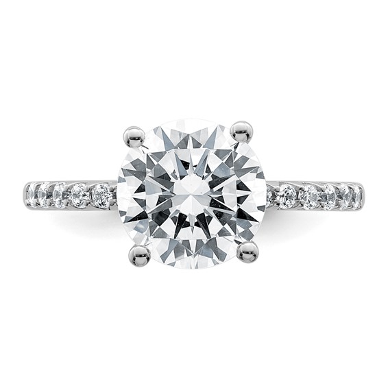 14k White Gold 2 3/4 carat Lab Grown Diamond VS+ F+ Round Complete Engagement Ring