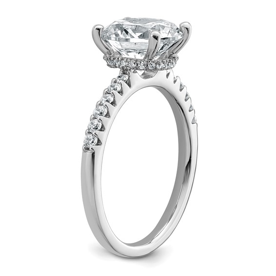 14k White Gold 2 3/4 carat Lab Grown Diamond VS+ F+ Round Complete Engagement Ring