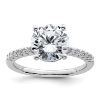 14K White Gold 2.75 Carat Lab Grown Diamond VS+ F+ Round Complete Engagement Ring view 1