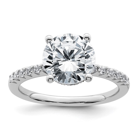 14k White Gold 2 3/4 carat Lab Grown Diamond VS+ F+ Round Complete Engagement Ring