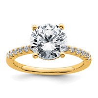 14K Yellow Gold 2.75 Carat Lab Grown Diamond VS+ F+ Round Complete Engagement Ring view 1