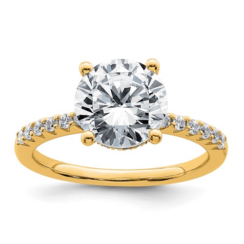 14K Yellow Gold 2.75 Carat Lab Grown Diamond VS+ F+ Round Complete Engagement Ring