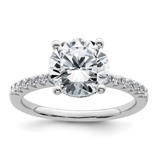 14k White Gold 2 3/4 carat Certified Lab Grown Diamond VS+ F+ Round Complete Engagement Ring
