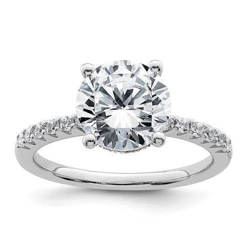 14K White Gold 2.75 Carat Certified Lab Grown Diamond VS+ F+ Round Complete Engagement Ring
