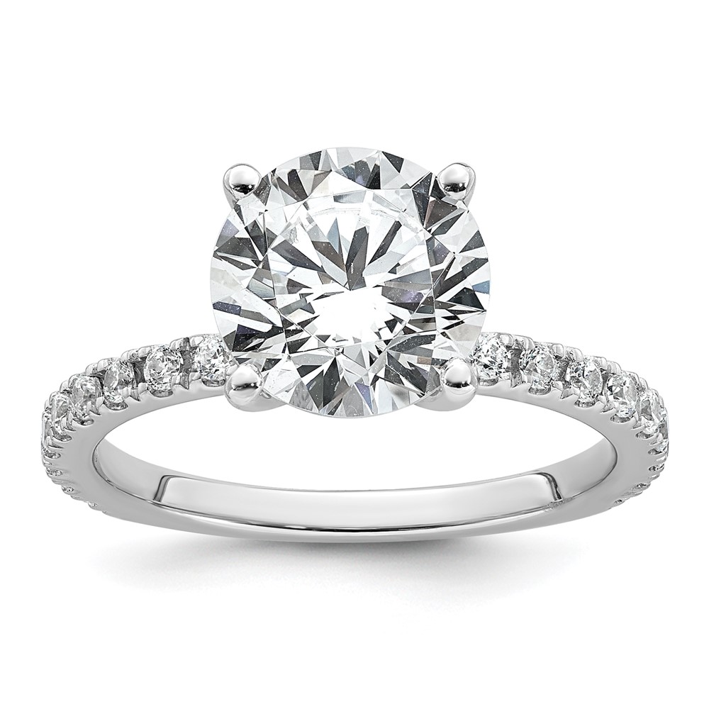 14K White Gold Certified Lab Grown Dia VS+ F+ Round Eng Ring