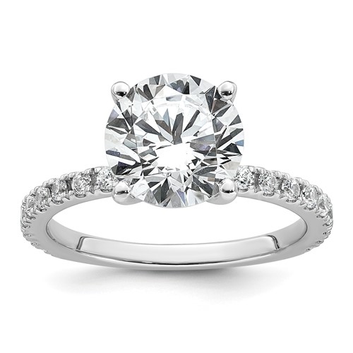 14K White Gold Certified Lab Grown Dia VS+ F+ Round Eng Ring