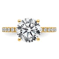 14K Yellow Gold Certified Lab Grown Diamond VS+ F+ Round Eng Ring view 4