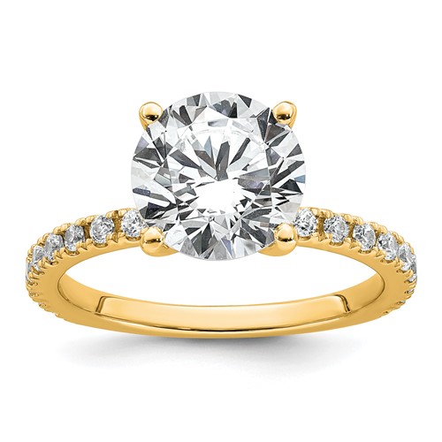 14K Yellow Gold Certified Lab Grown Diamond VS+ F+ Round Eng Ring