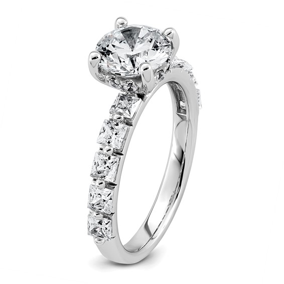 14k White Gold 2 1/2 carat Lab Grown Diamond VS+ F+ Round Complete Engagement Ring