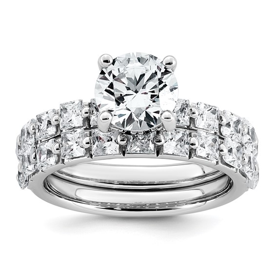 14k White Gold 2 1/2 carat Lab Grown Diamond VS+ F+ Round Complete Engagement Ring