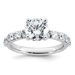 14k White Gold 2 1/2 carat Lab Grown Diamond VS+ F+ Round Complete Engagement Ring