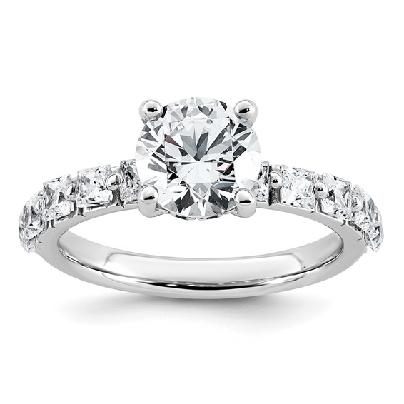 14k White Gold 2 1/2 carat Lab Grown Diamond VS+ F+ Round Complete Engagement Ring