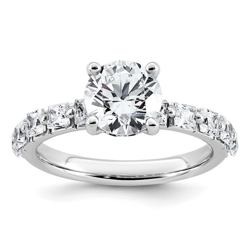 14K White Gold 2.50 Carat Certified Lab Grown Diamond VS+ F+ Round Complete Engagement Ring